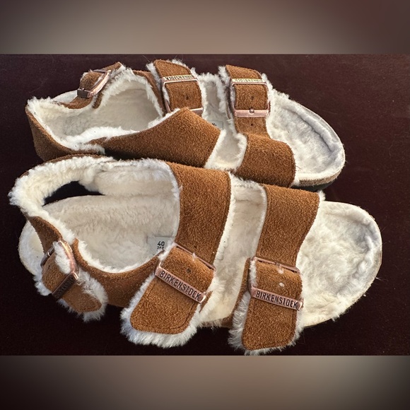 BIRKENSTOCK Milano Style Suede Shearling Lined Color Mink Ladies 9 Mens 7 - Picture 2 of 8
